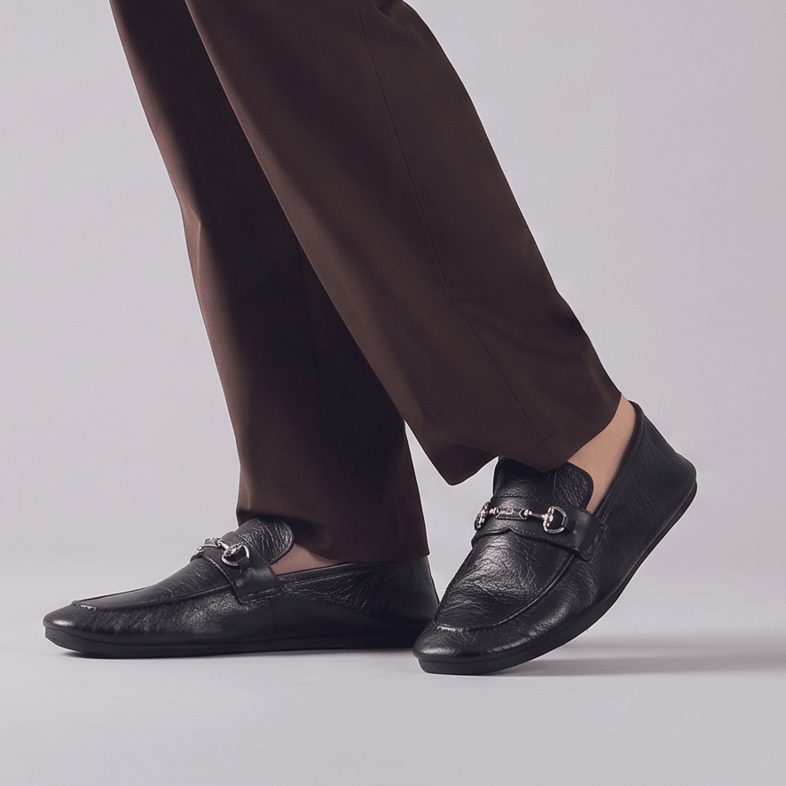 BLACK SOFT LEATHER SHOES - Hi-Street