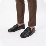 BLACK SPLIT LEATHER LOAFER - Hi-Street