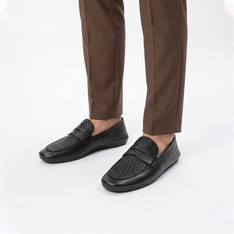 BLACK SPLIT LEATHER LOAFER - Hi-Street