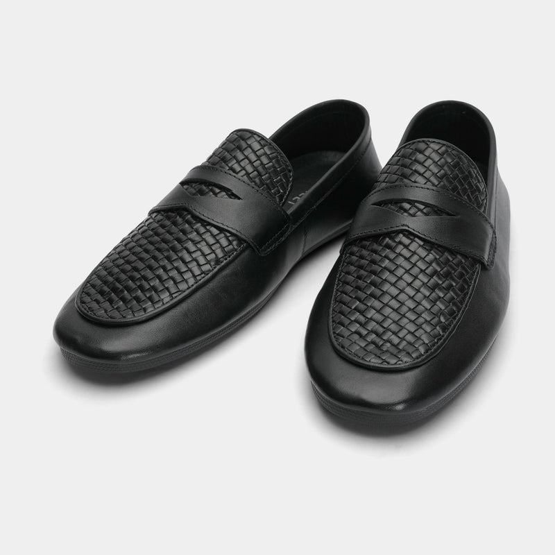 BLACK SPLIT LEATHER LOAFER - Hi-Street