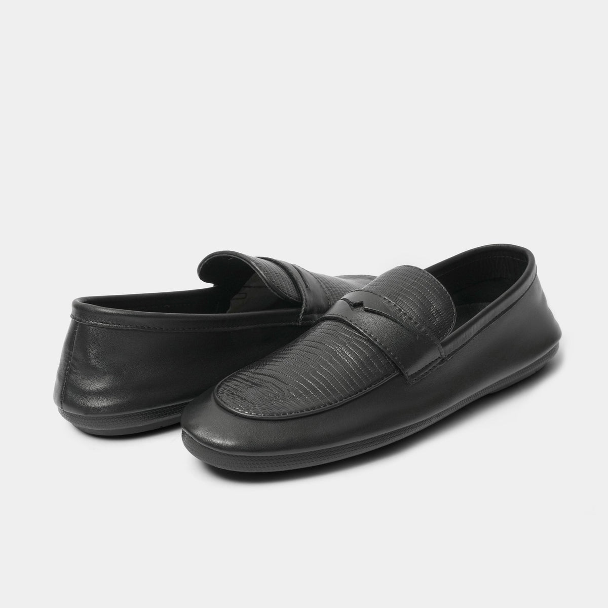 BLACK SPLIT LEATHER LOAFER - Hi-Street