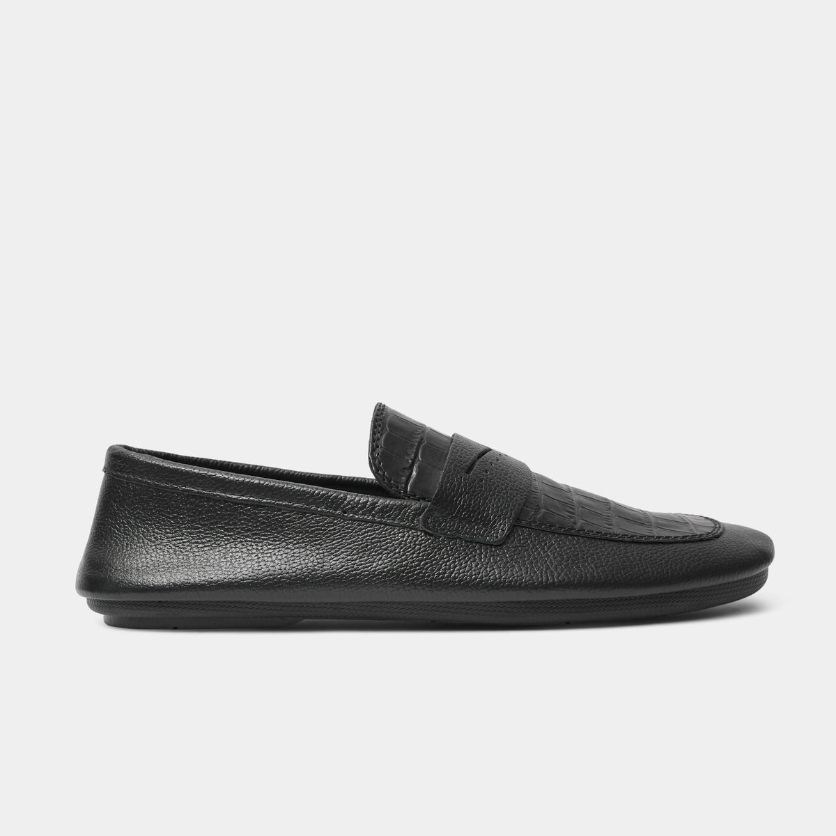 BLACK SPLIT LEATHER LOAFER - Hi-Street