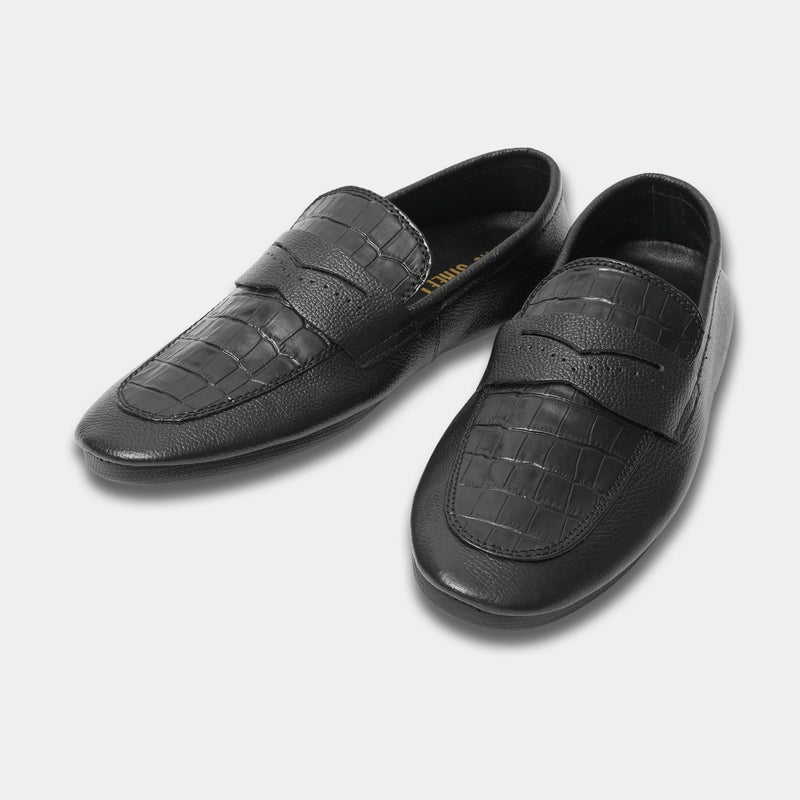 BLACK SPLIT LEATHER LOAFER - Hi-Street