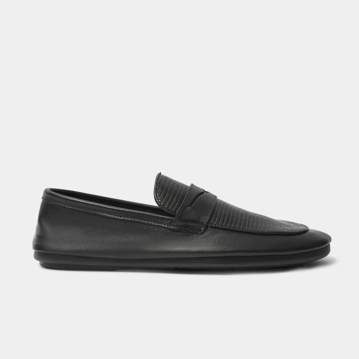BLACK SPLIT LEATHER LOAFER - Hi-Street