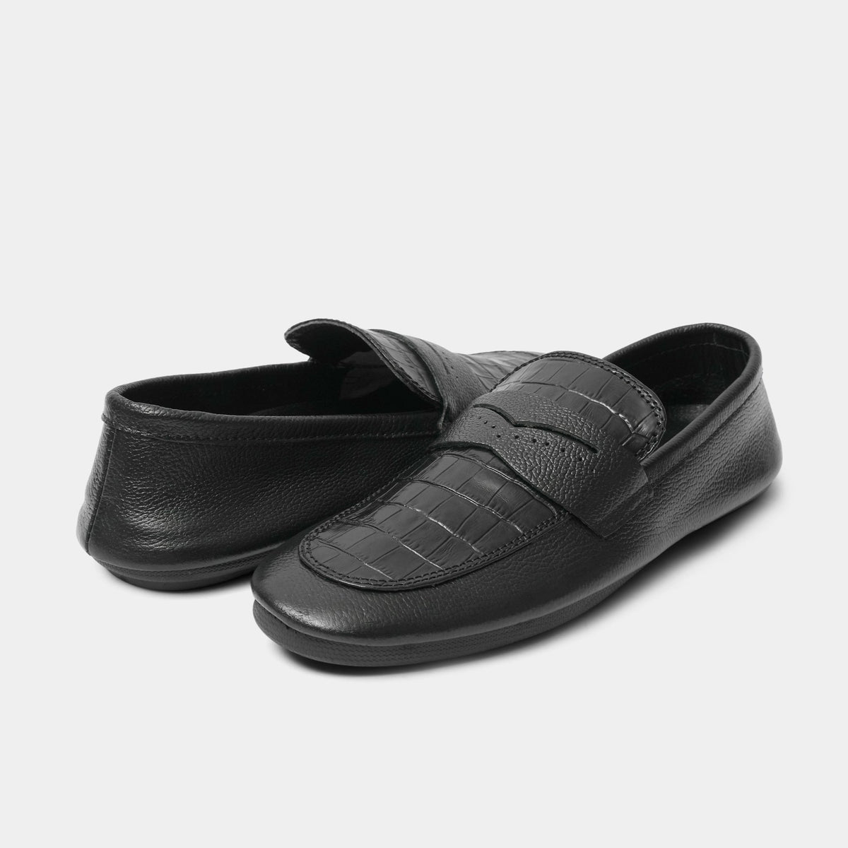 BLACK SPLIT LEATHER LOAFER - Hi-Street