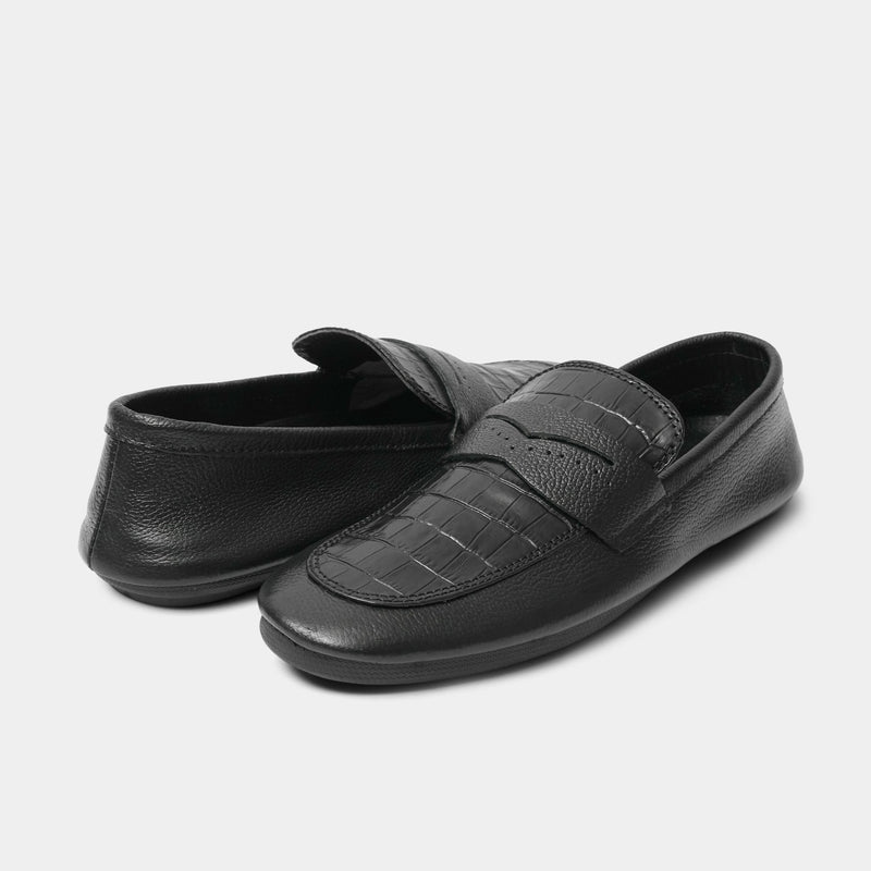 BLACK SPLIT LEATHER LOAFER - Hi-Street