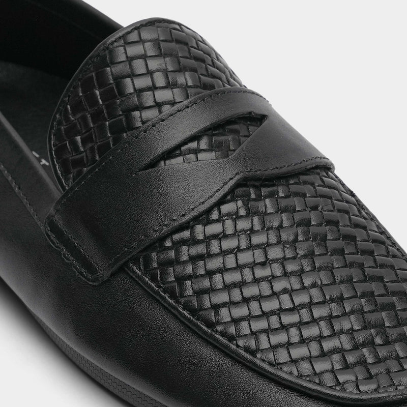 BLACK SPLIT LEATHER LOAFER - Hi-Street