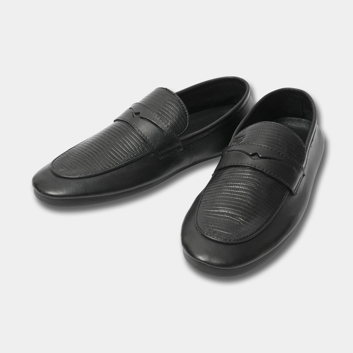BLACK SPLIT LEATHER LOAFER - Hi-Street
