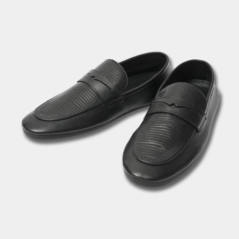 BLACK SPLIT LEATHER LOAFER - Hi-Street