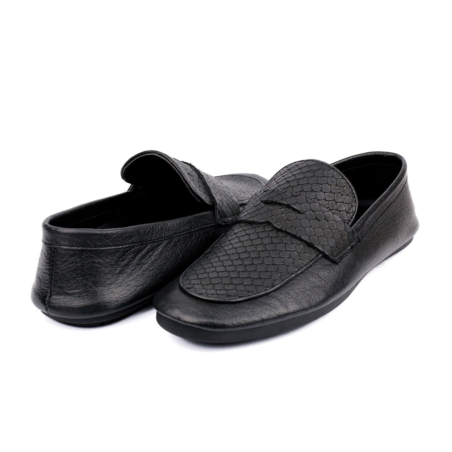 BLACK SPLIT LEATHER LOAFERS - Hi-Street