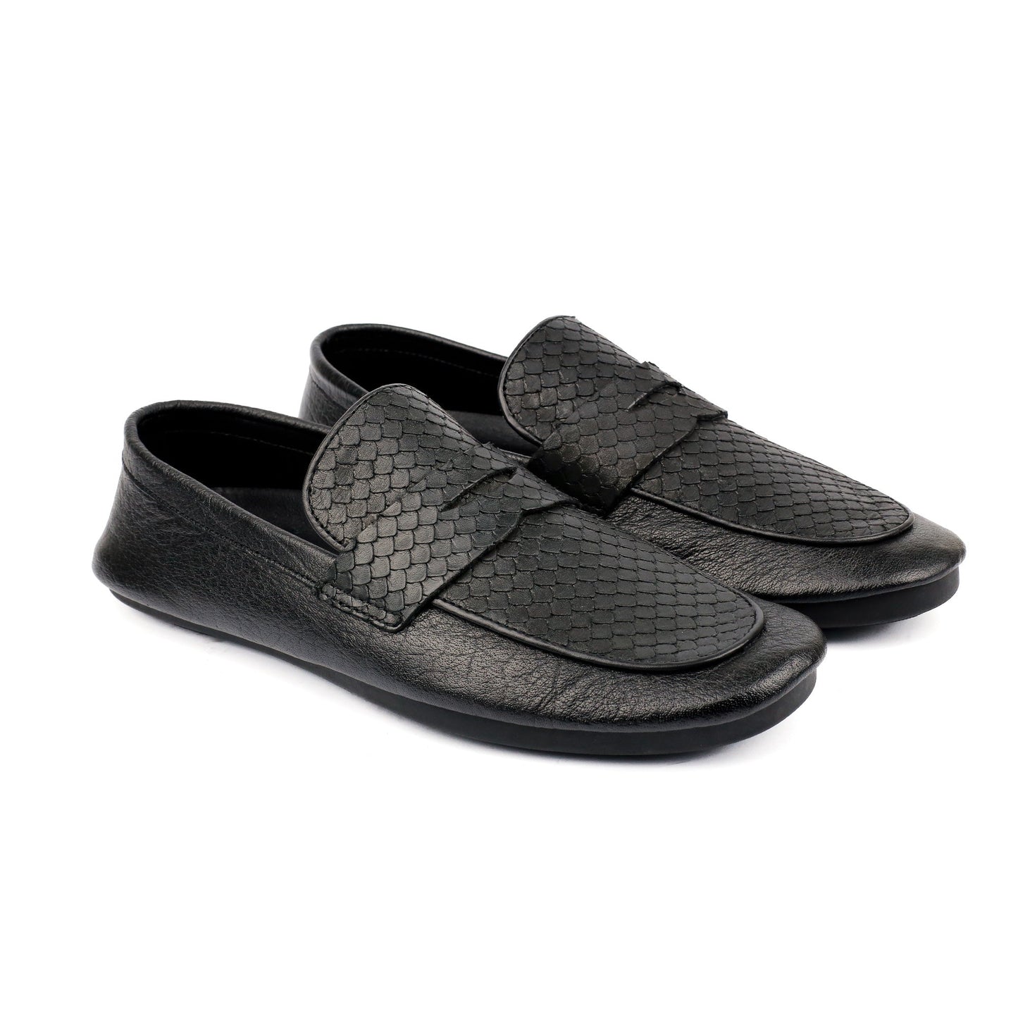 BLACK SPLIT LEATHER LOAFERS - Hi-Street