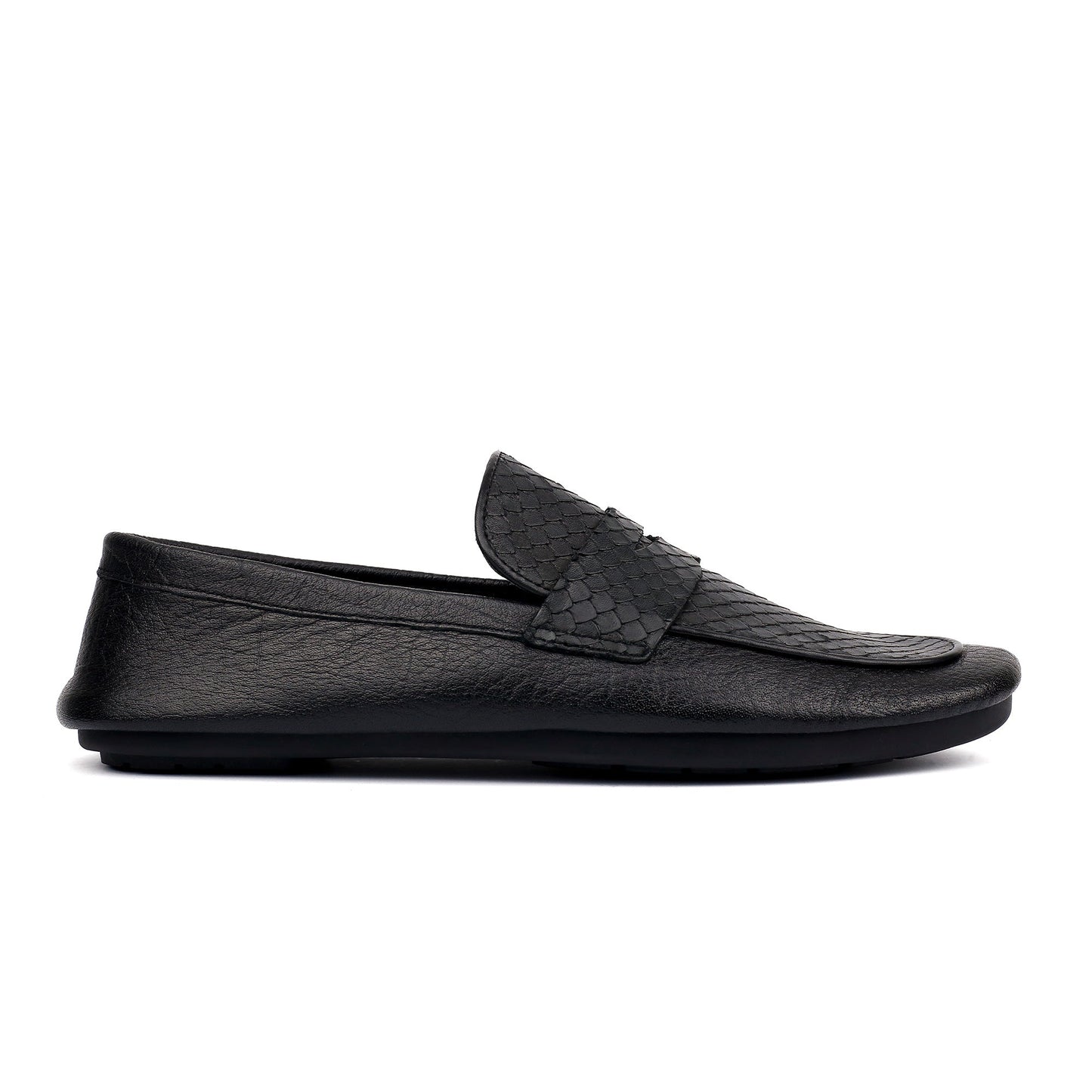 BLACK SPLIT LEATHER LOAFERS - Hi-Street