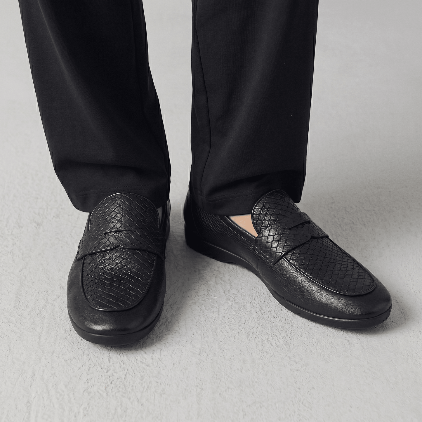 BLACK SPLIT LEATHER LOAFERS - Hi-Street