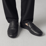 BLACK SPLIT LEATHER LOAFERS - Hi-Street