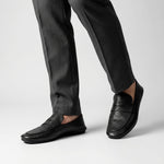BLACK SPLIT LEATHER LOAFERS - Hi-Street