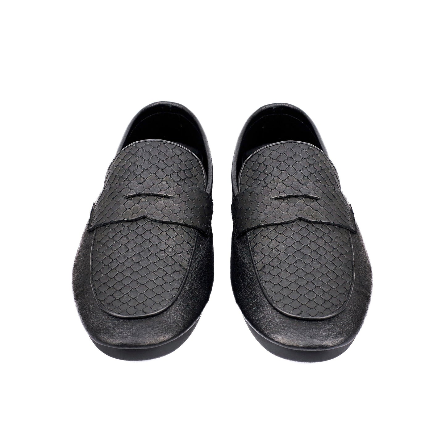 BLACK SPLIT LEATHER LOAFERS - Hi-Street