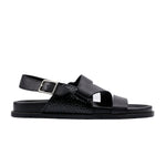 BLACK SPLIT LEATHER SANDAL - Hi-Street