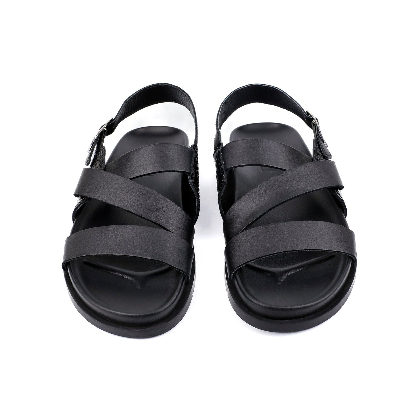BLACK SPLIT LEATHER SANDAL - Hi-Street