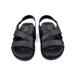 BLACK SPLIT LEATHER SANDAL - Hi-Street