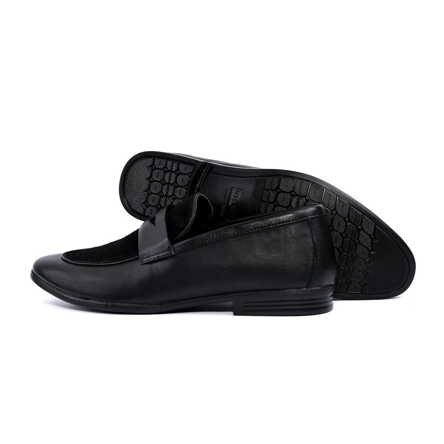 BLACK SPLIT LEATHER SHOES - Hi-Street