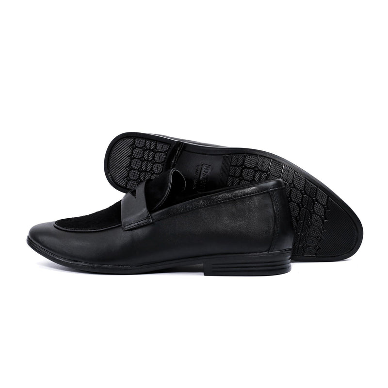 BLACK SPLIT LEATHER SHOES - Hi-Street