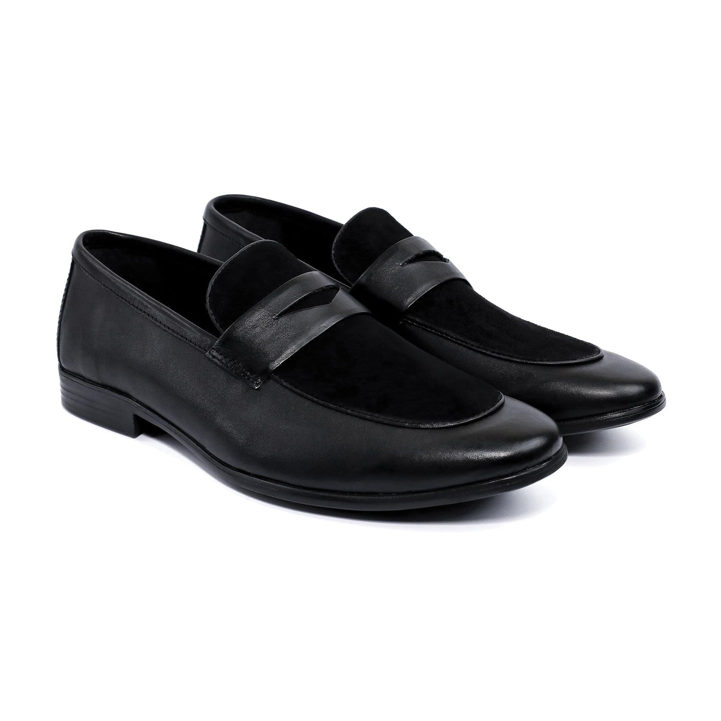 BLACK SPLIT LEATHER SHOES - Hi-Street
