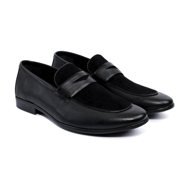 BLACK SPLIT LEATHER SHOES - Hi-Street