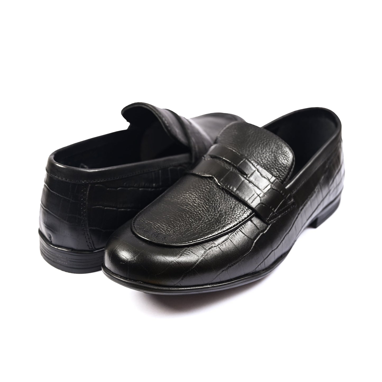 BLACK SPLIT LEATHER SHOES - Hi-Street
