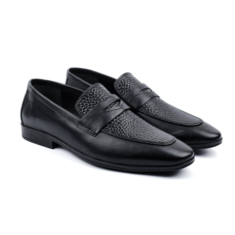 BLACK SPLIT LEATHER SHOES - Hi-Street