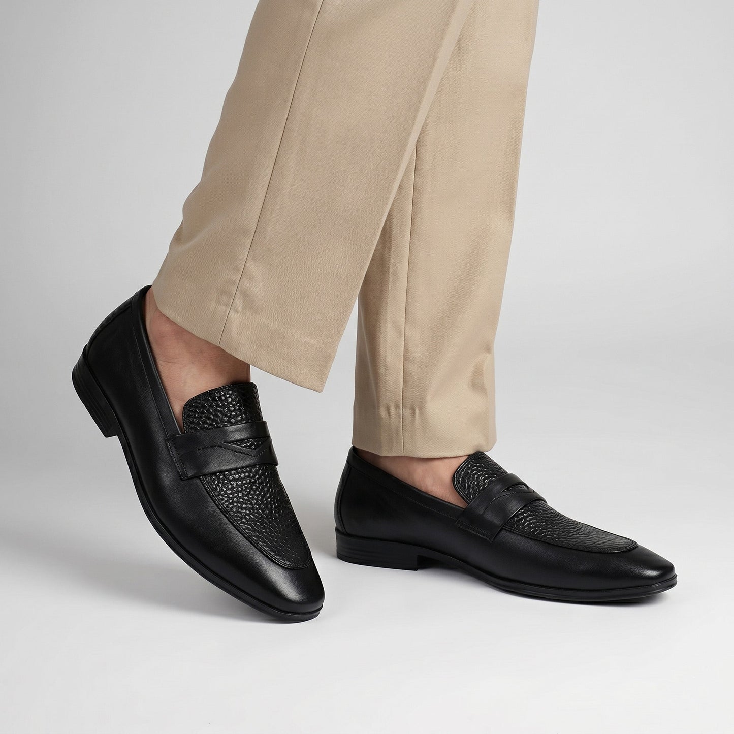 BLACK SPLIT LEATHER SHOES - Hi-Street
