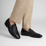 BLACK SPLIT LEATHER SHOES - Hi-Street