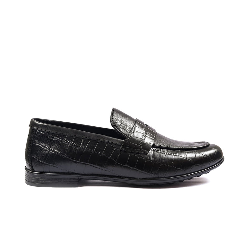 BLACK SPLIT LEATHER SHOES - Hi-Street