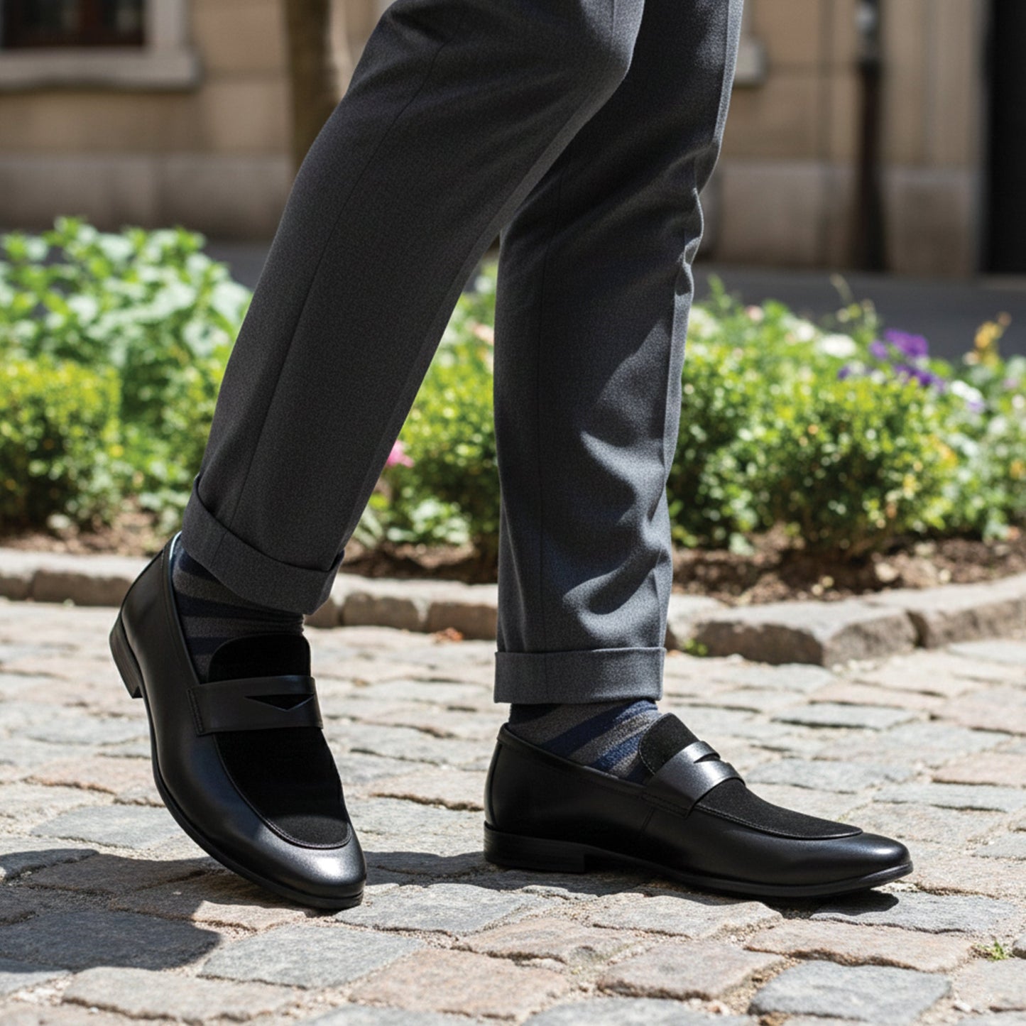 BLACK SPLIT LEATHER SHOES - Hi-Street