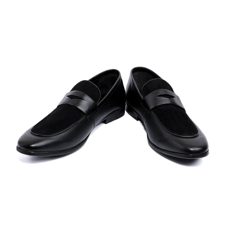 BLACK SPLIT LEATHER SHOES - Hi-Street