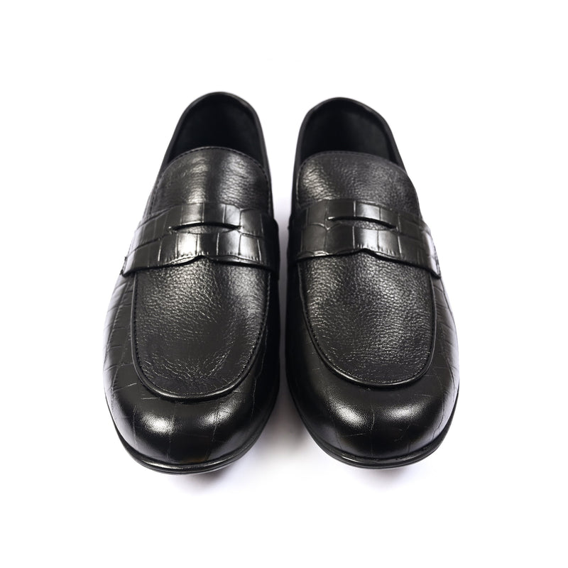 BLACK SPLIT LEATHER SHOES - Hi-Street
