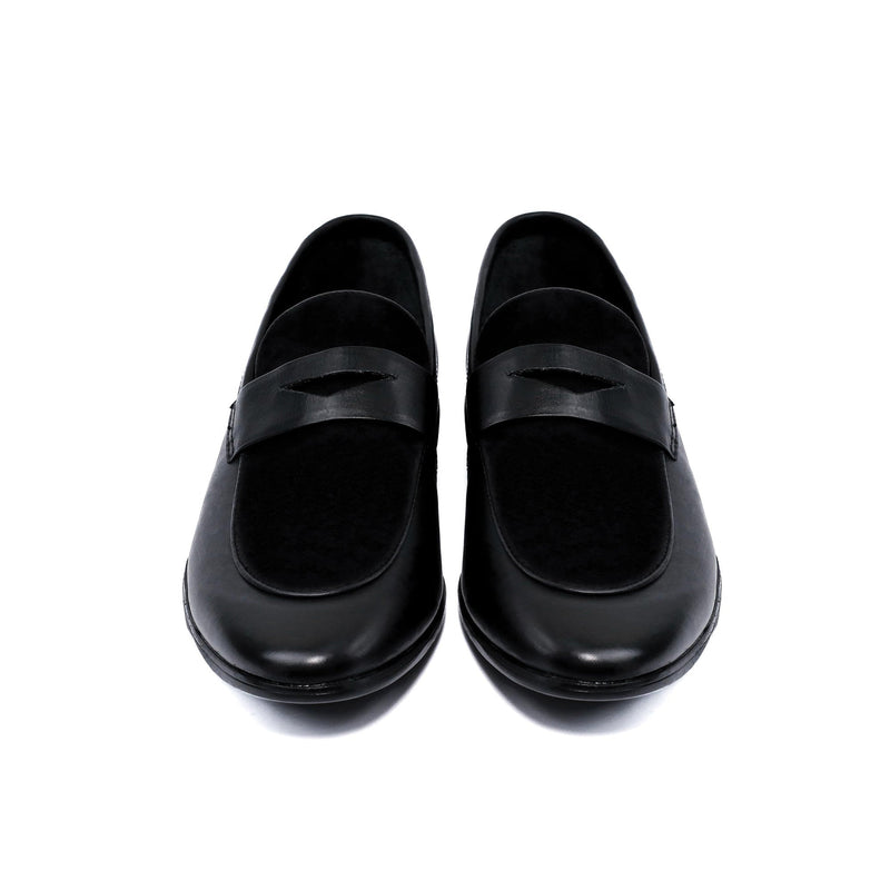BLACK SPLIT LEATHER SHOES - Hi-Street