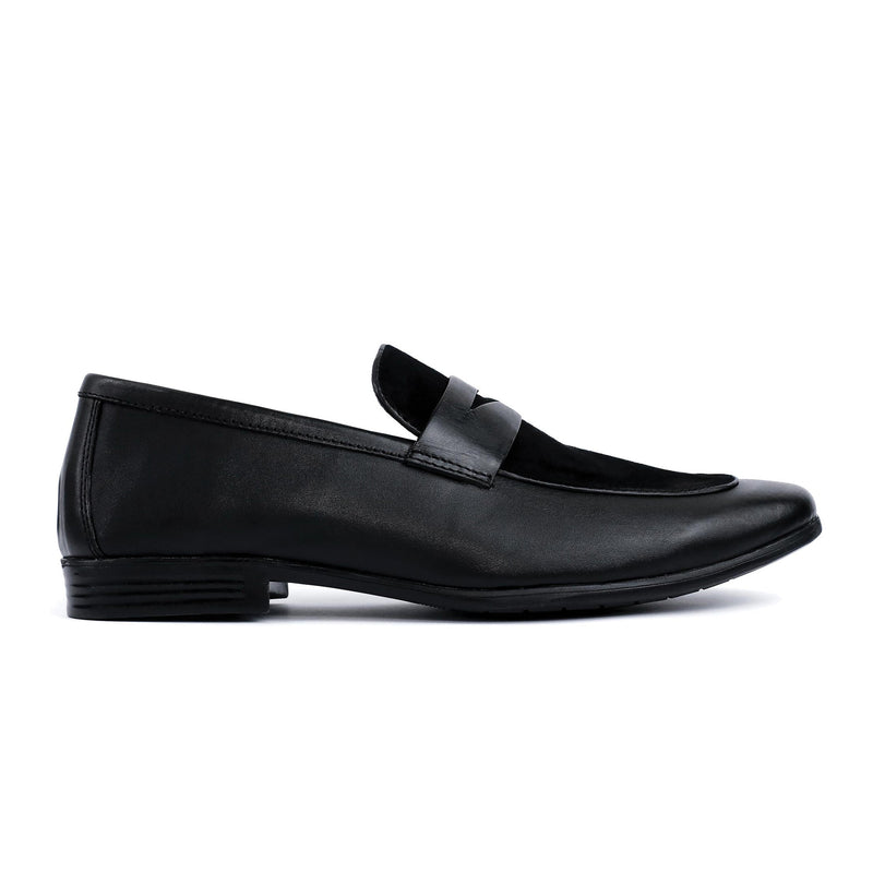 BLACK SPLIT LEATHER SHOES - Hi-Street