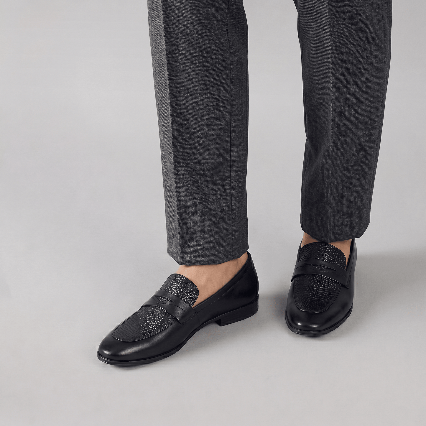 BLACK SPLIT LEATHER SHOES - Hi-Street