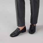 BLACK SPLIT LEATHER SHOES - Hi-Street