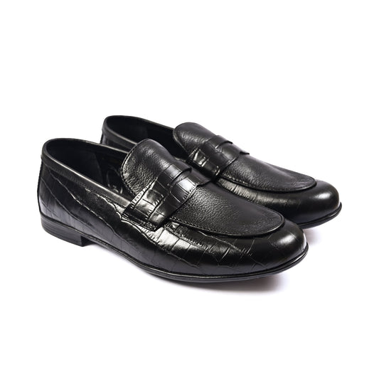 BLACK SPLIT LEATHER SHOES - Hi-Street