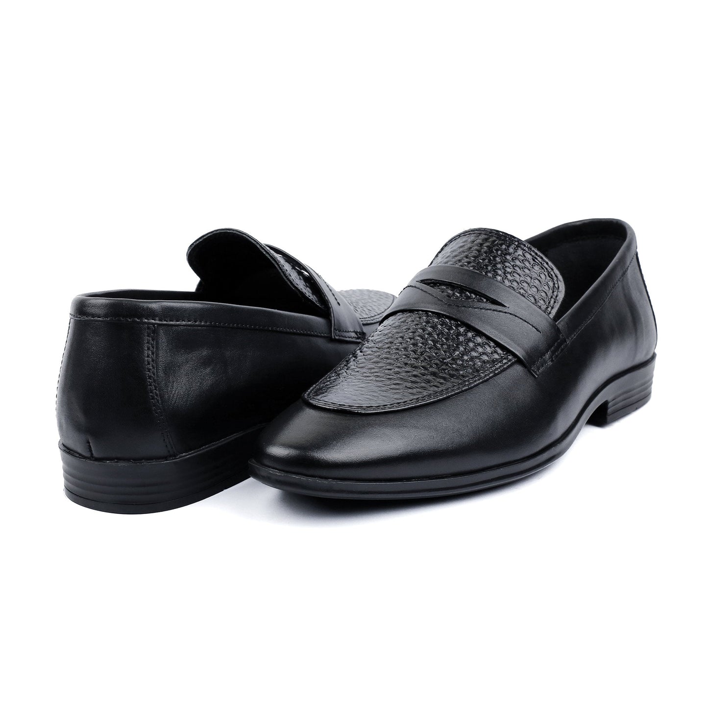 BLACK SPLIT LEATHER SHOES - Hi-Street