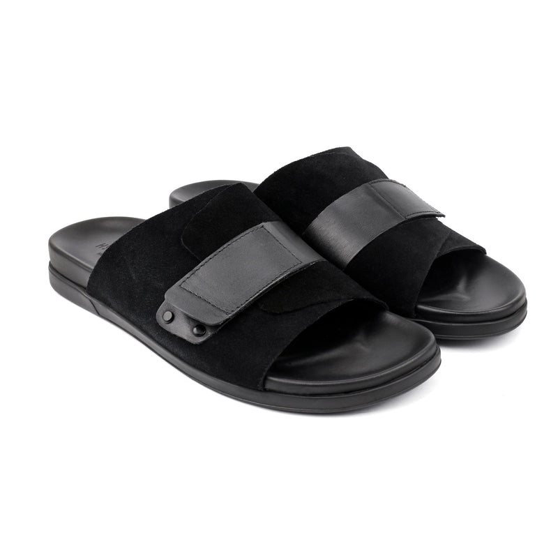 BLACK SUEDE COMFORT SLIPPER - Hi-Street