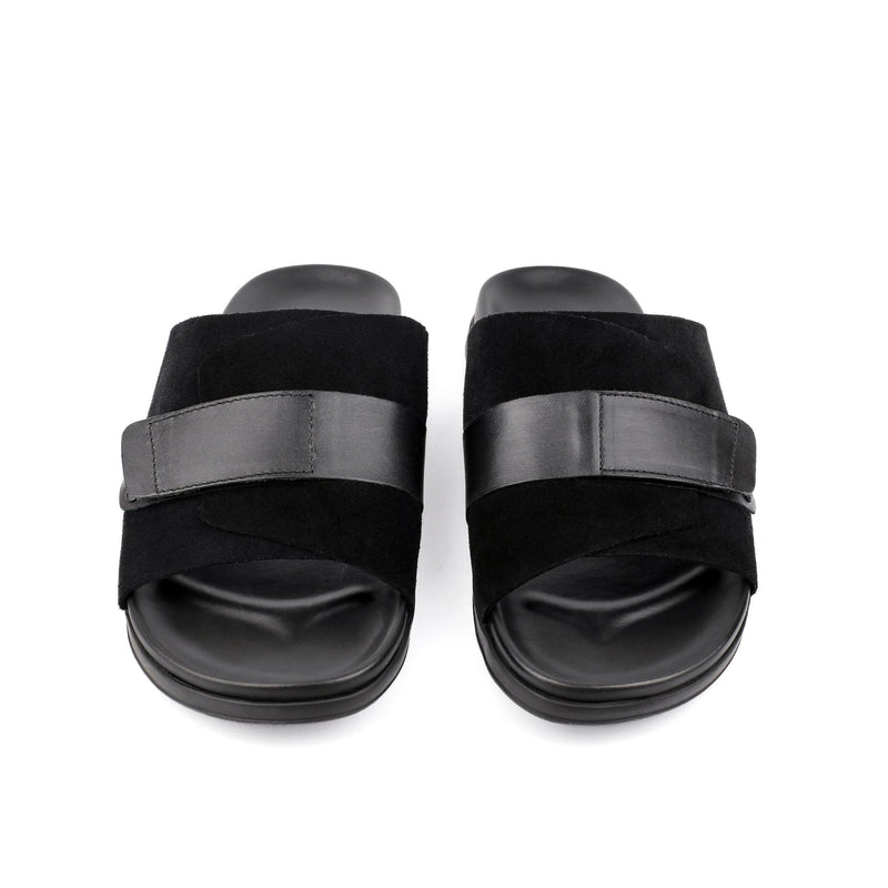 BLACK SUEDE COMFORT SLIPPER - Hi-Street