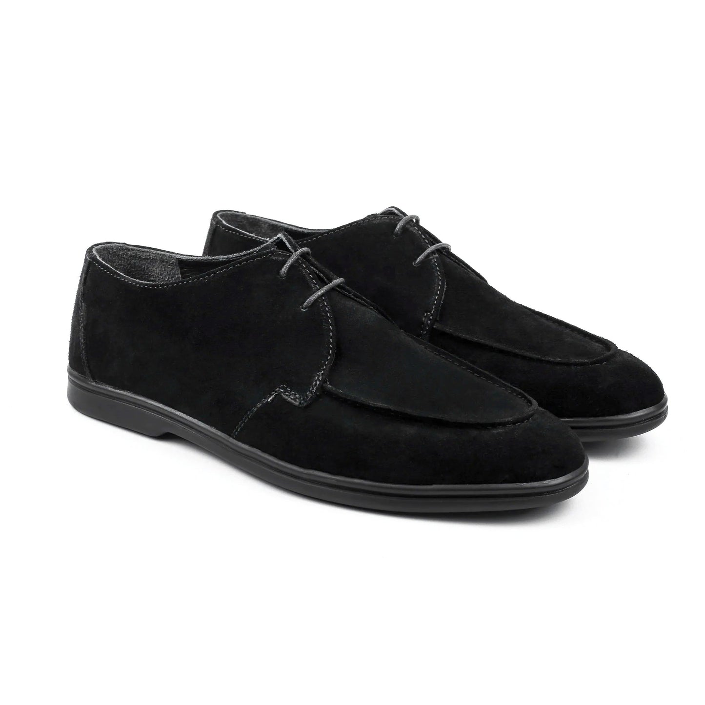BLACK SUEDE LACE UP SHOES - Hi-Street
