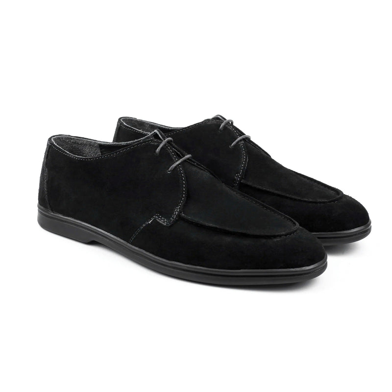 BLACK SUEDE LACE UP SHOES - Hi-Street