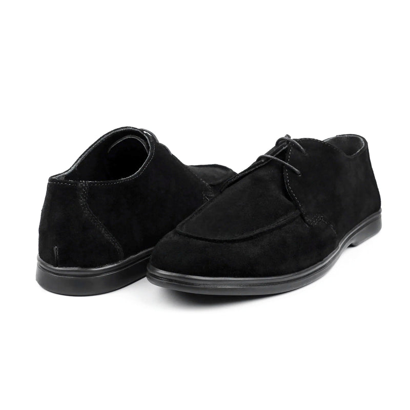 BLACK SUEDE LACE UP SHOES - Hi-Street