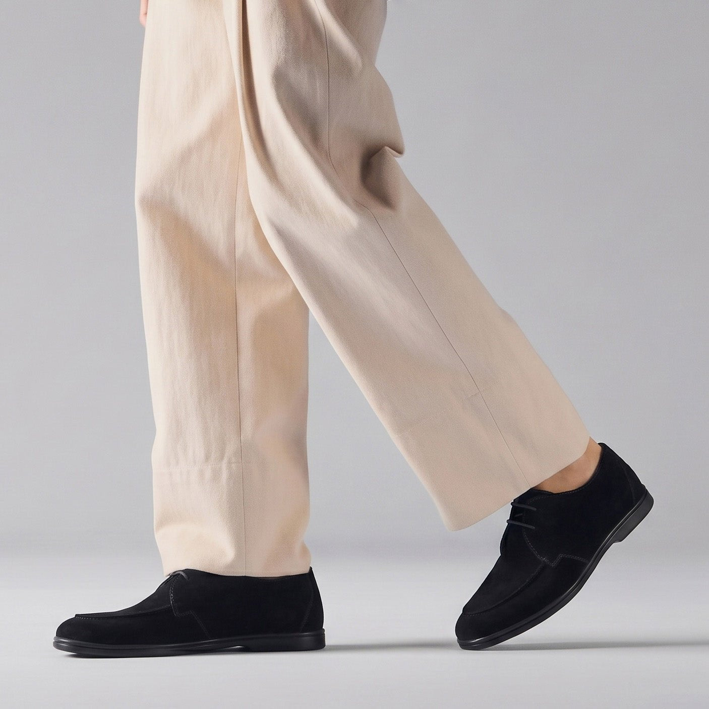BLACK SUEDE LACE UP SHOES - Hi-Street