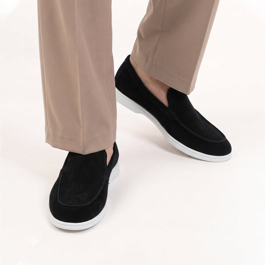 BLACK SUEDE LEATHER LOAFERS - Hi-Street