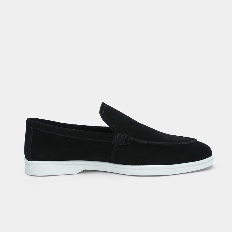 BLACK SUEDE LEATHER LOAFERS - Hi-Street