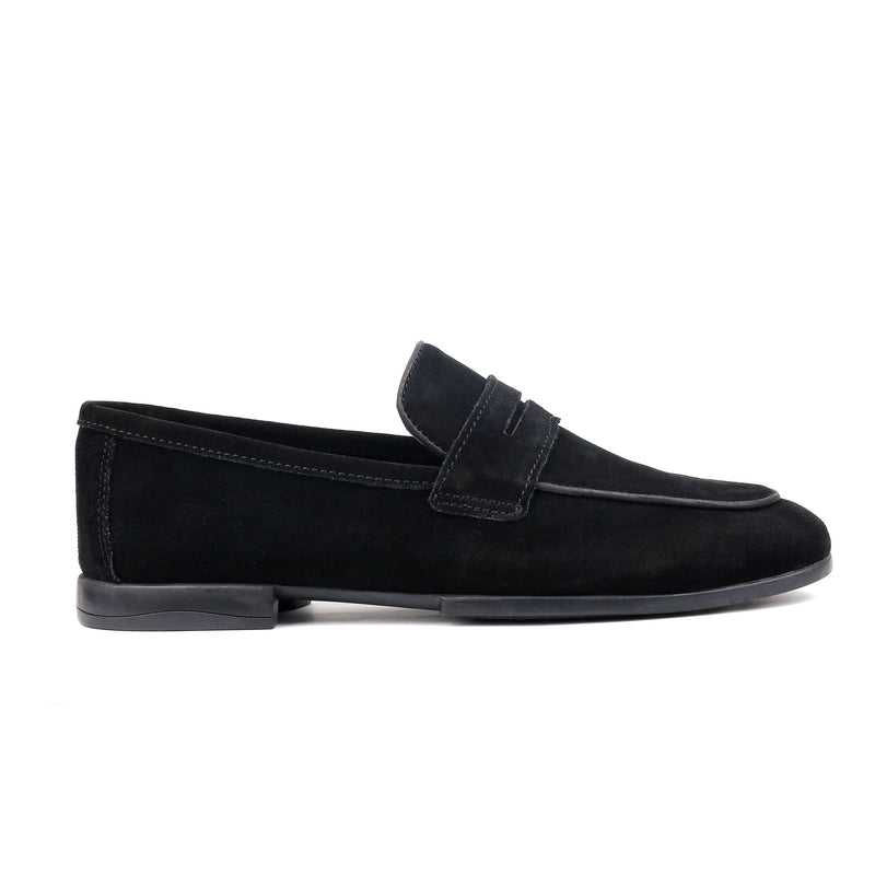 BLACK SUEDE LEATHER LOAFERS - Hi-Street